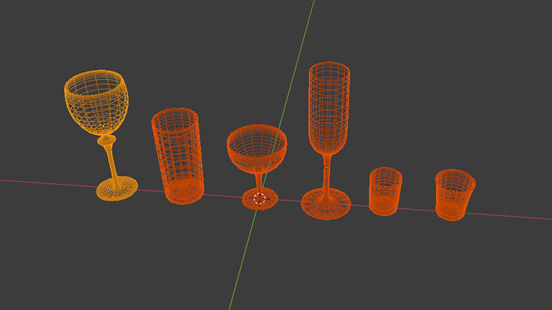 Bar Drinking glasses Set Low-poly 3D model_18