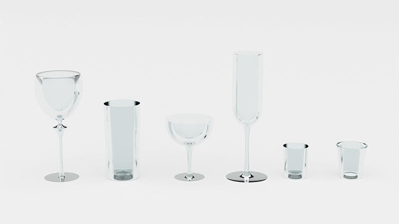 Bar Drinking glasses Set Low-poly 3D model_5