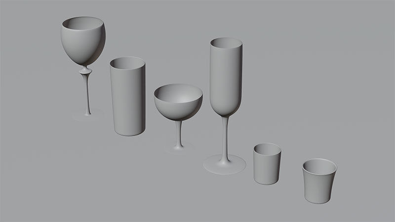 Bar Drinking glasses Set Low-poly 3D model_25