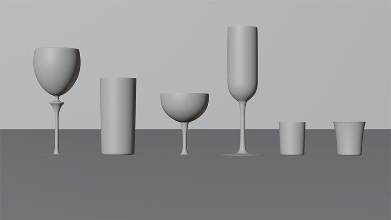 Bar Drinking glasses Set Low-poly 3D model_27