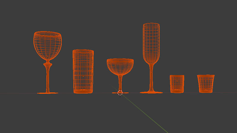 Bar Drinking glasses Set Low-poly 3D model_2