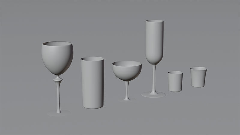 Bar Drinking glasses Set Low-poly 3D model_26