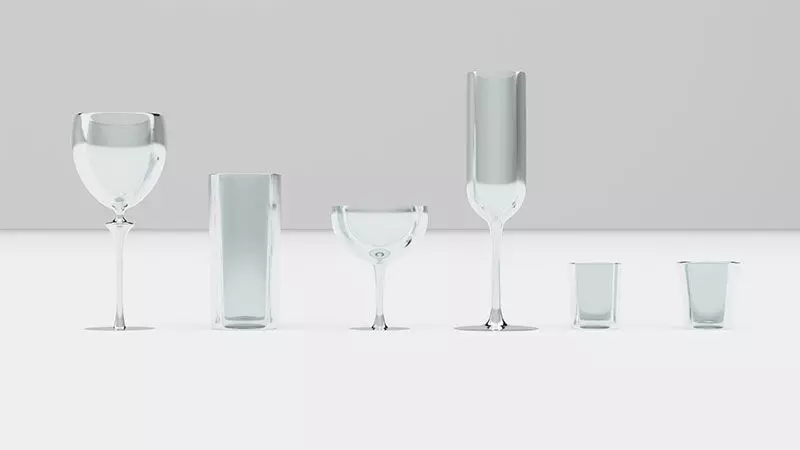 Bar Drinking glasses Set Low-poly 3D model_0