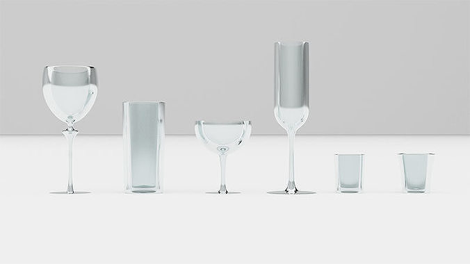 Bar Drinking glasses Set Low-poly 3D model