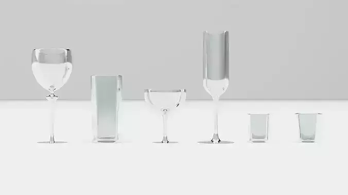 Bar Drinking glasses Set Low-poly 3D model