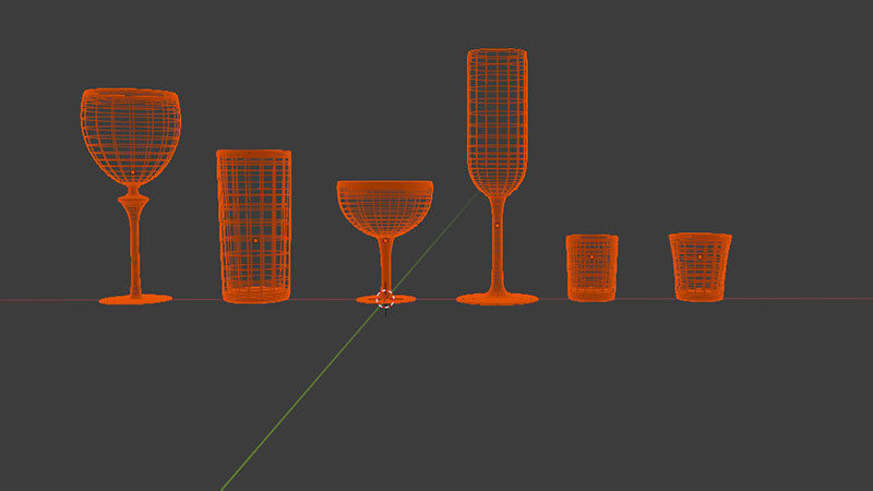 Bar Drinking glasses Set Low-poly 3D model_20
