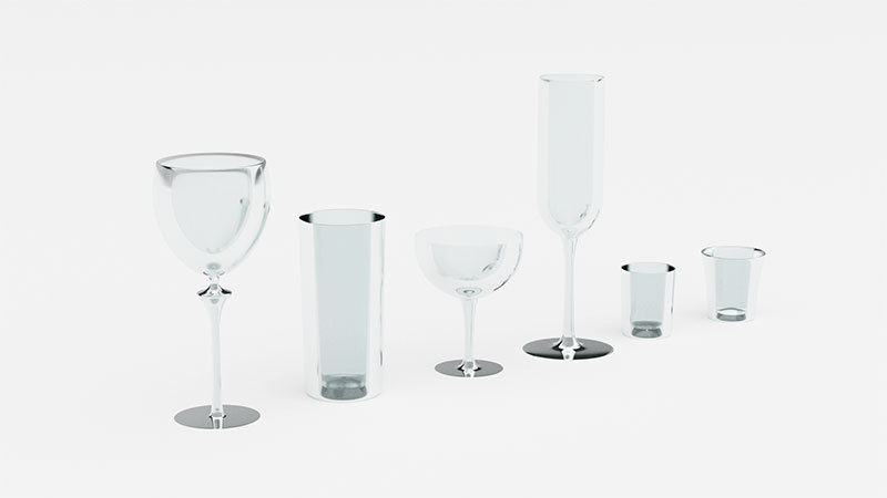 Bar Drinking glasses Set Low-poly 3D model_3