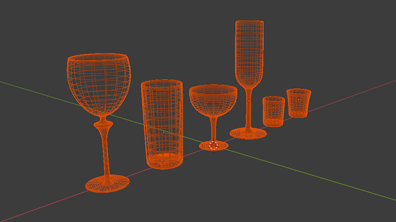 Bar Drinking glasses Set Low-poly 3D model_12