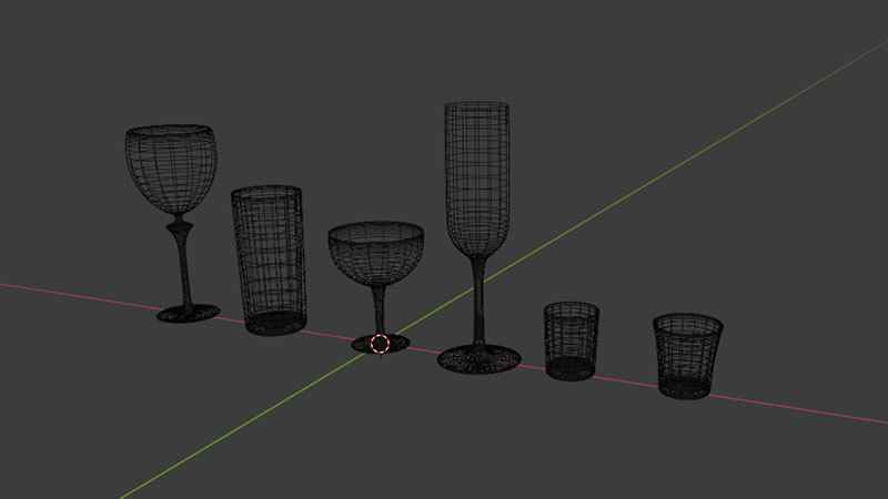 Bar Drinking glasses Set Low-poly 3D model_24