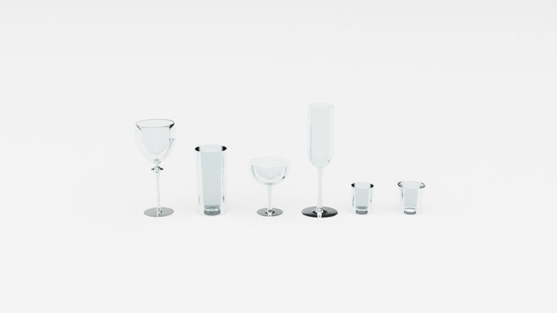 Bar Drinking glasses Set Low-poly 3D model_28