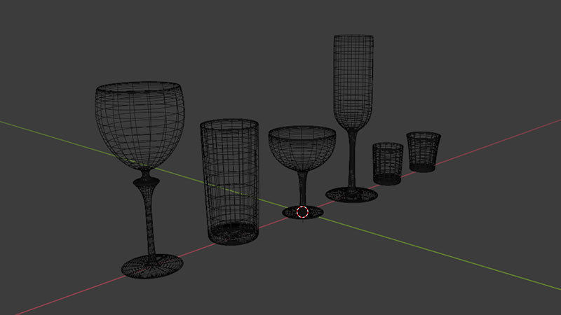 Bar Drinking glasses Set Low-poly 3D model_23