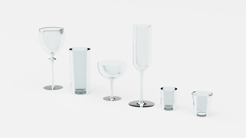 Bar Drinking glasses Set Low-poly 3D model_4