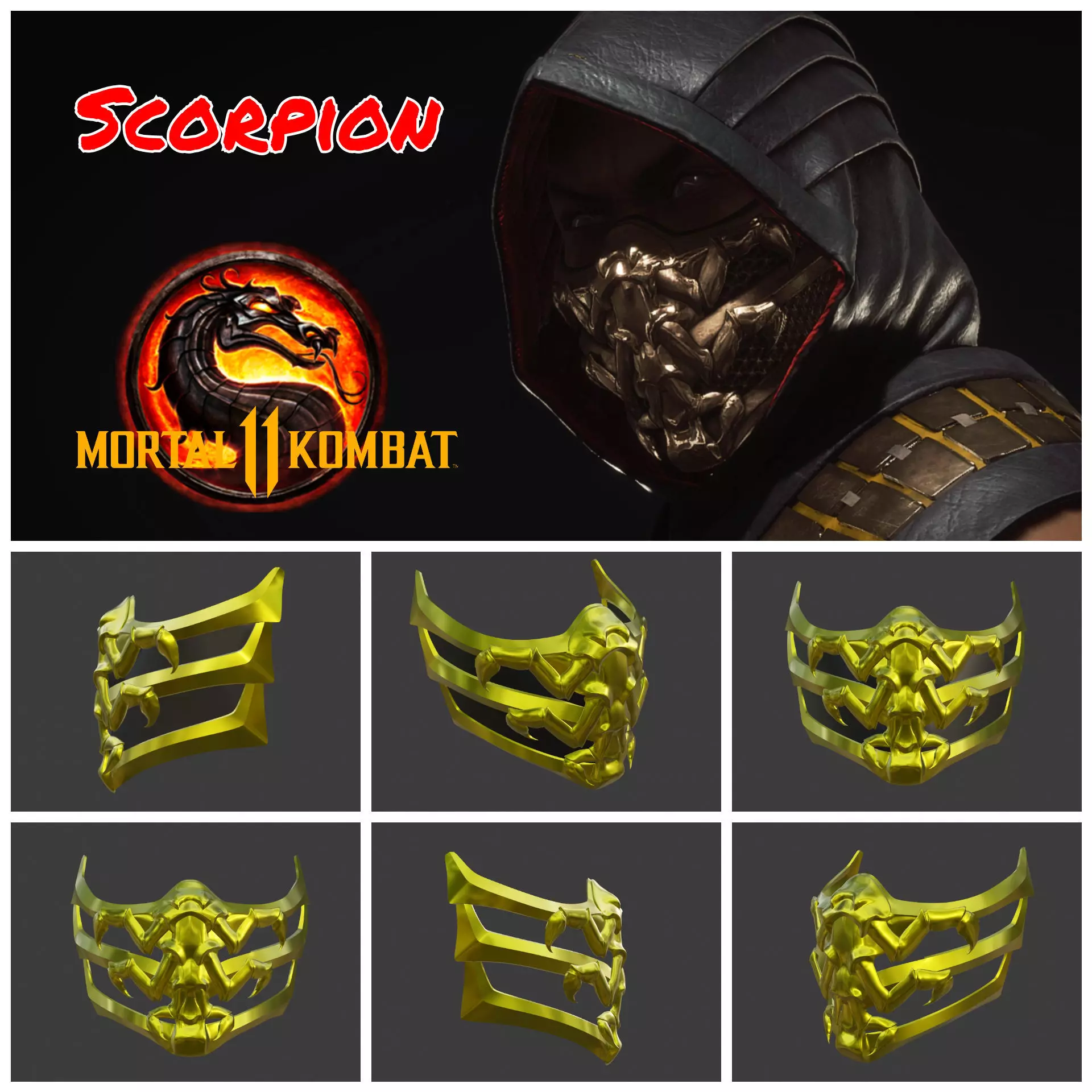 Scorpion mask from Mortal Kombat 11 - Scorpion bite 3D print model