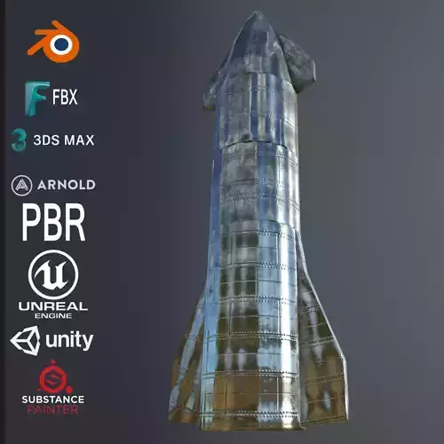 Space X Starship Metal Shiny Rocket