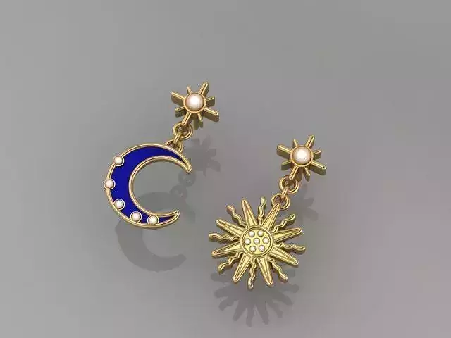 MOON STAR EARRING 3D print model