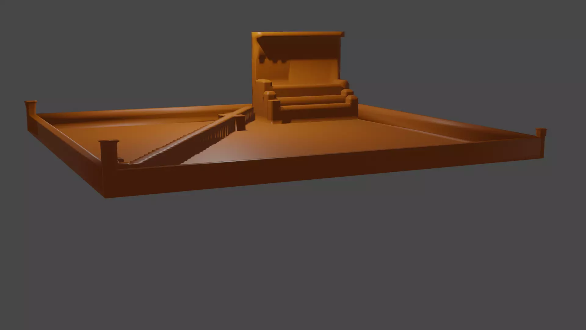 waterfall wooden bench 3D model_0