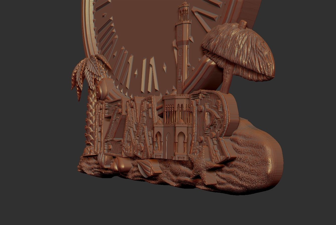 izmir city wall clock 3D print model_5