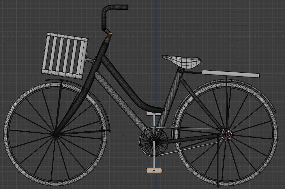 Women Cruiser Bike with Basket 3D Character Bicycle 3D low poly Low-poly 3D model_1