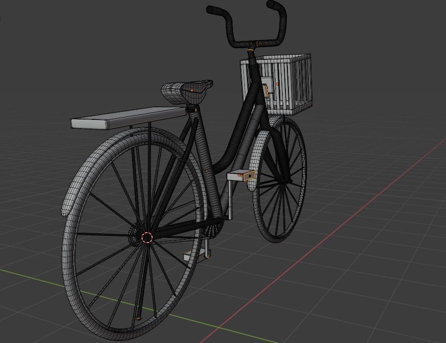 Women Cruiser Bike with Basket 3D Character Bicycle 3D low poly Low-poly 3D model_12