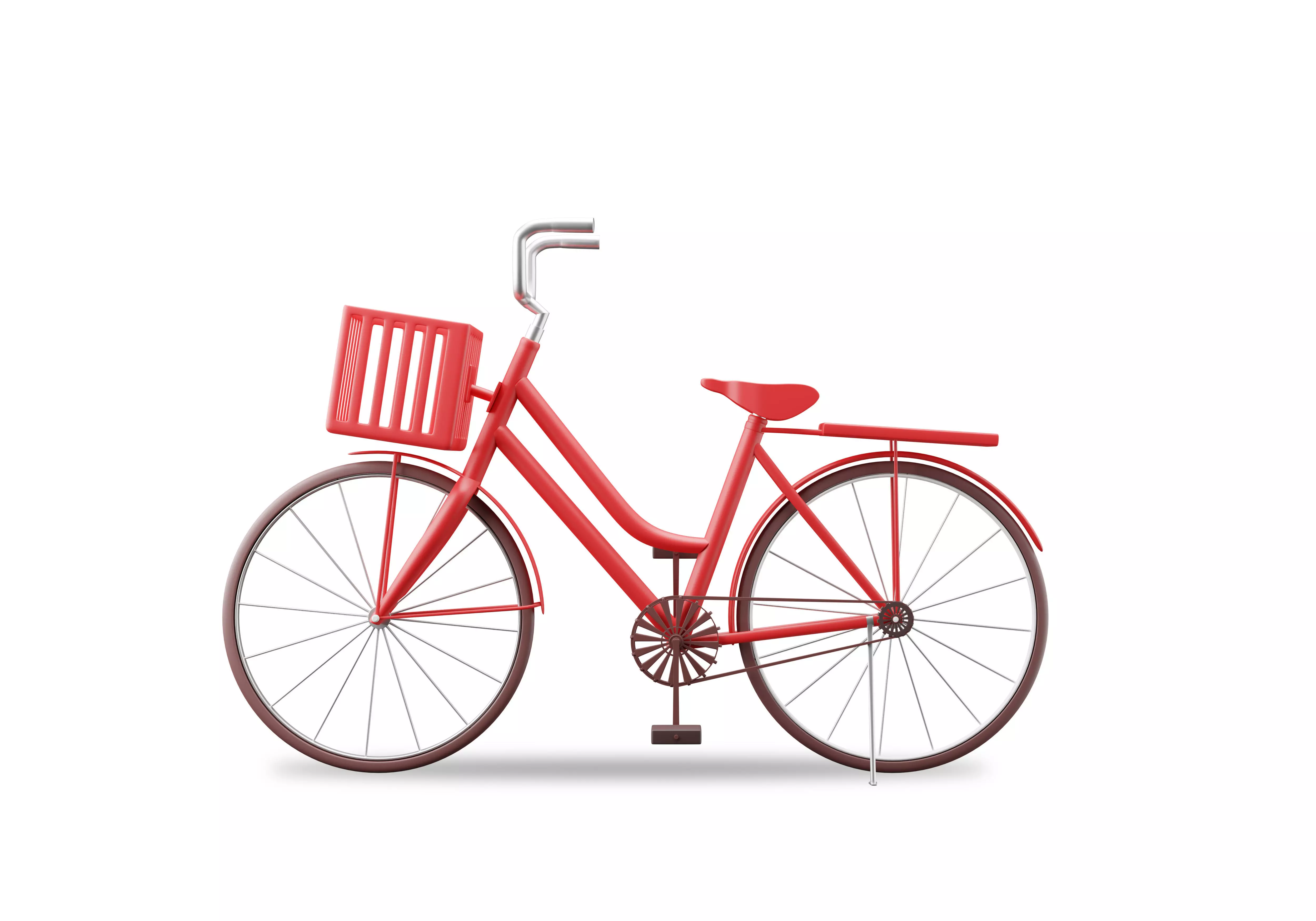 Women Cruiser Bike with Basket 3D Character Bicycle 3D low poly Low-poly 3D model_0