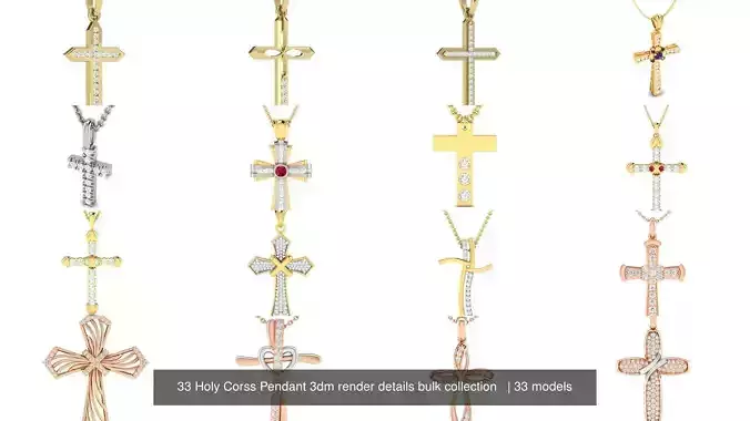 33 Holy Cross Pendant 3dm render details bulk collection   