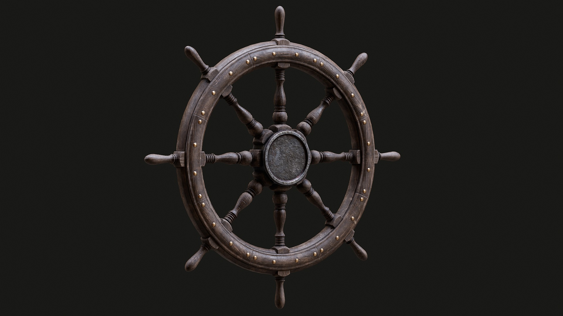 Low Poly PBR Ship Wheel Low-poly 3D model_2