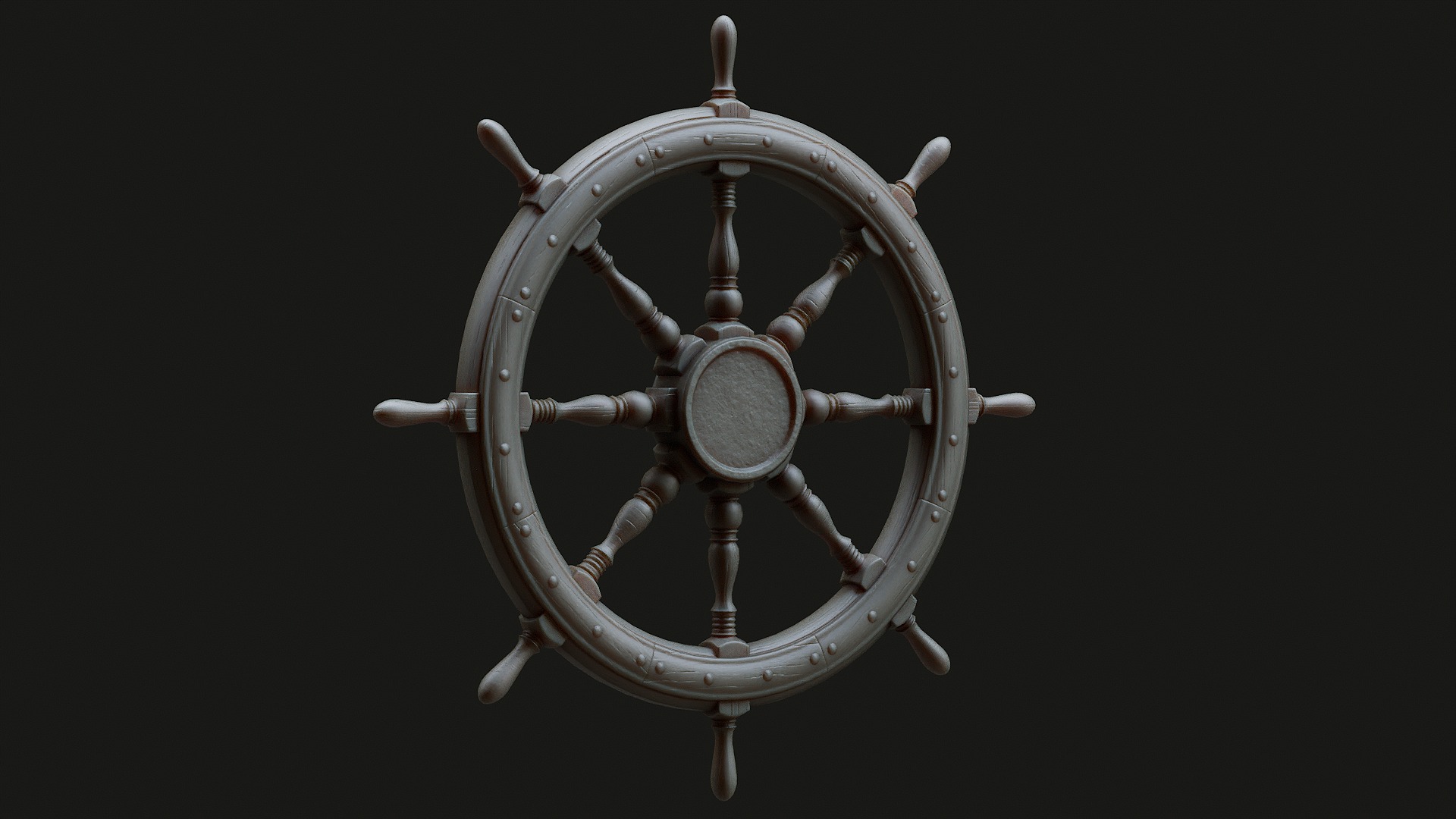 Low Poly PBR Ship Wheel Low-poly 3D model_5