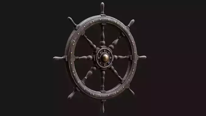 Low Poly PBR Ship Wheel Low-poly 3D model