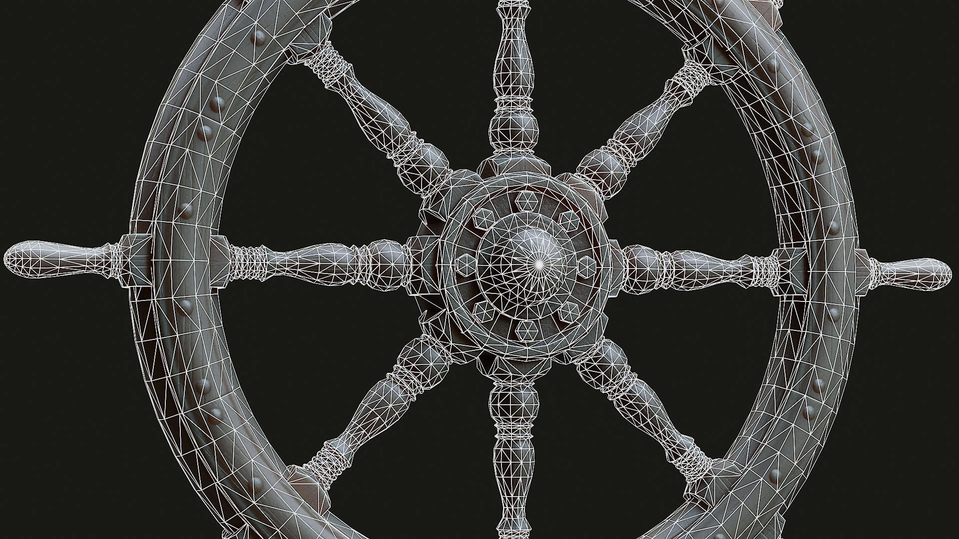 Low Poly PBR Ship Wheel Low-poly 3D model_9