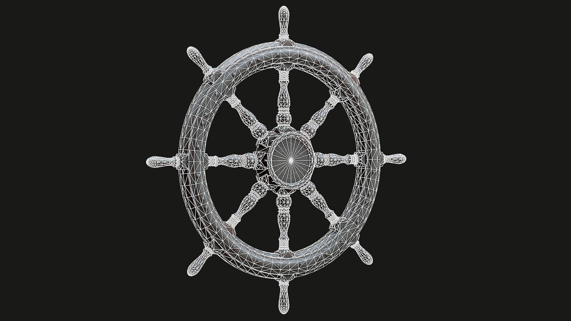 Low Poly PBR Ship Wheel Low-poly 3D model_6