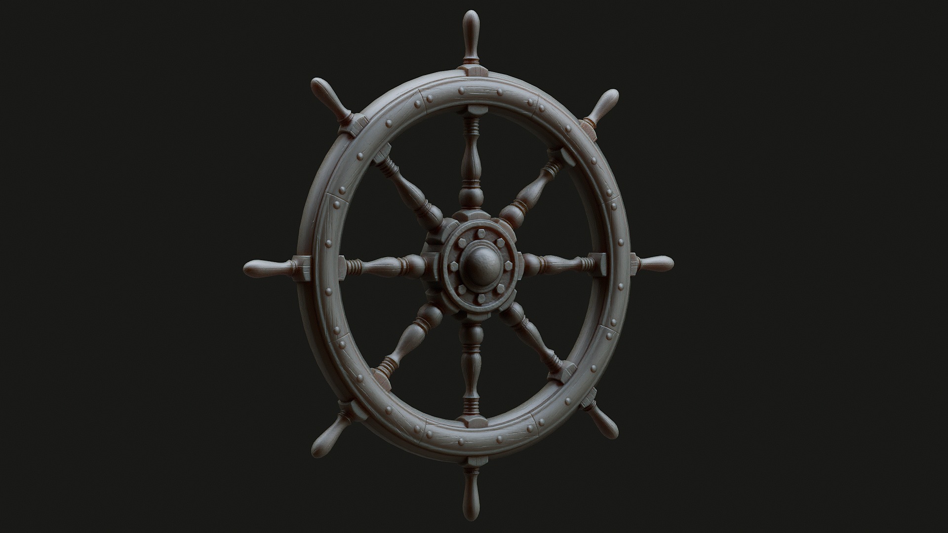 Low Poly PBR Ship Wheel Low-poly 3D model_3