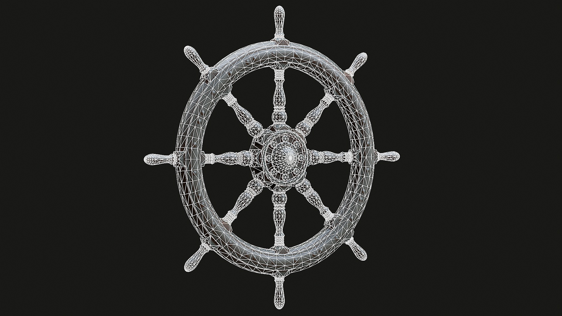 Low Poly PBR Ship Wheel Low-poly 3D model_4