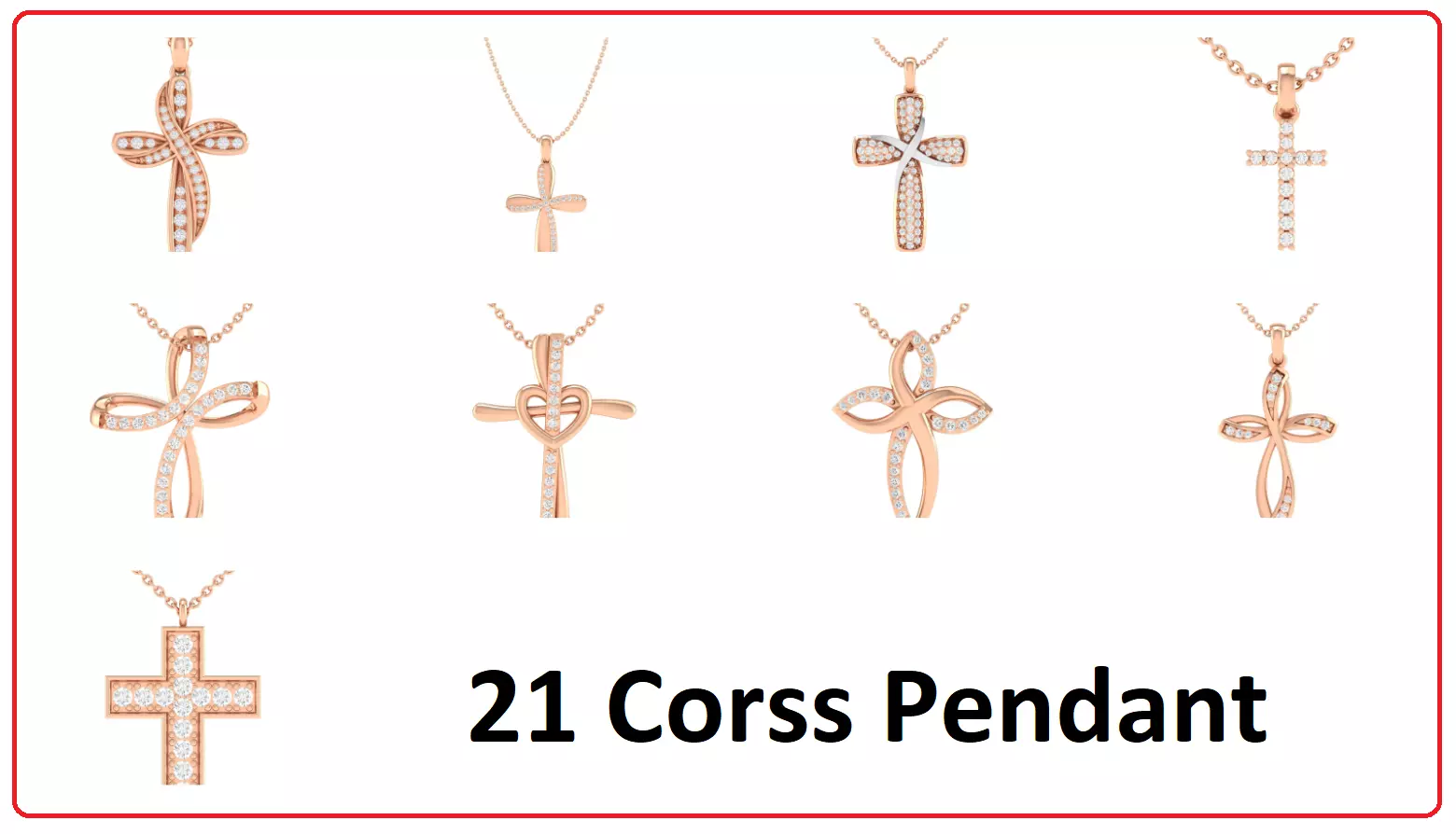 21 Holy Cross Pendant 3dm render details bulk collection 3D Model Pack