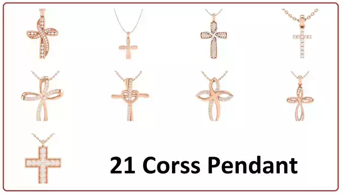 21 Holy Cross Pendant 3dm render details bulk collection 