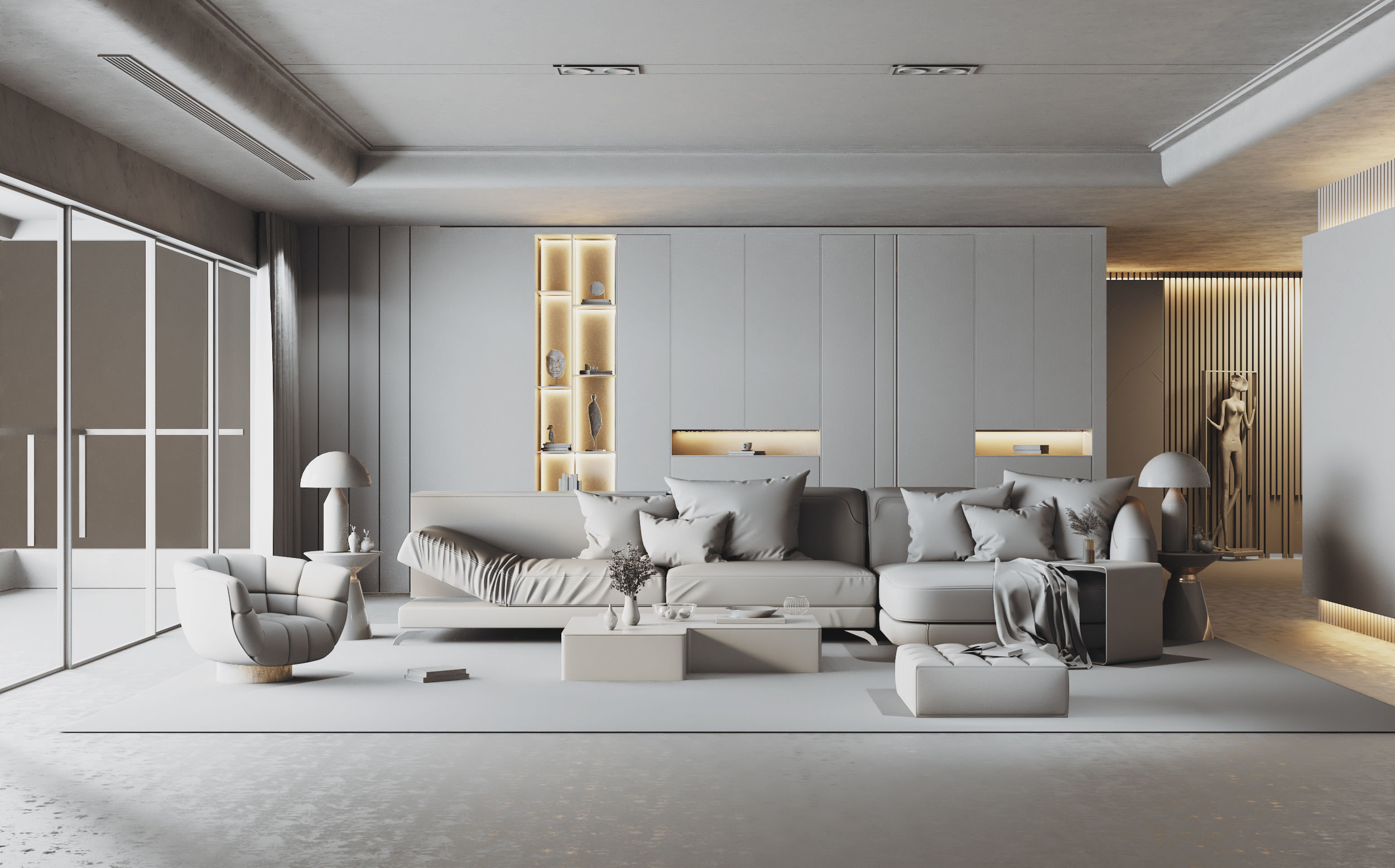 Modern light luxury living room 3D model_2