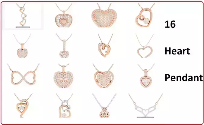 16 Women heart pendant 3dm stl render detail bulk collection 