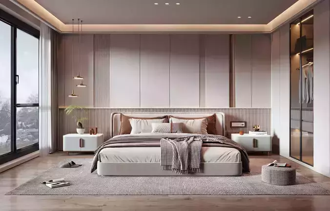 Modern luxury style bedroom 3D model