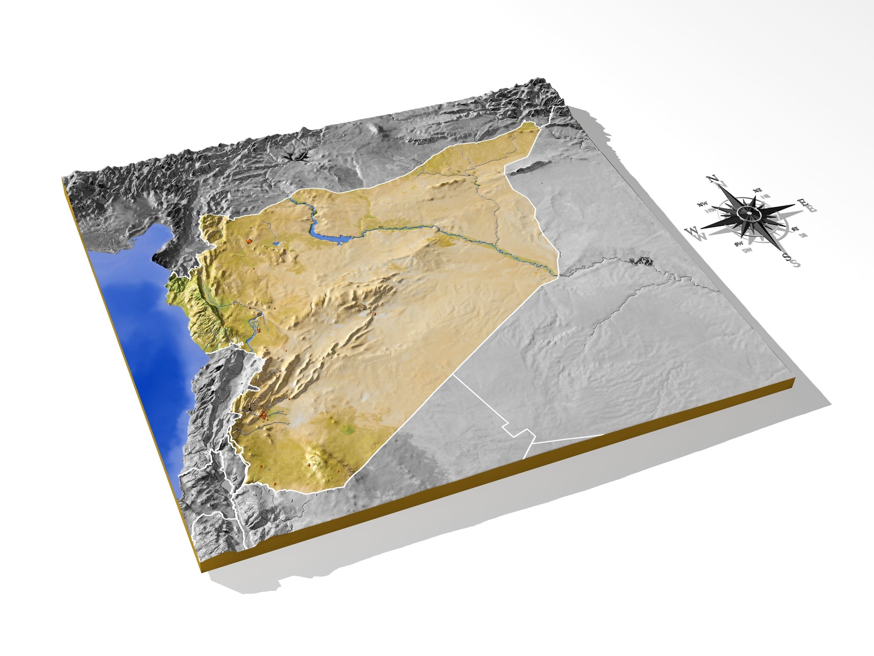 Syria High resolution 3D relief maps 3D model_5