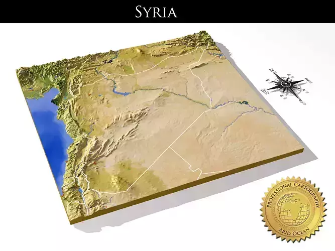 Syria High resolution 3D relief maps