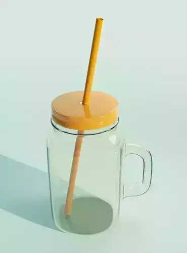 Glass Smoothie Milkshake Jar With Straw 
