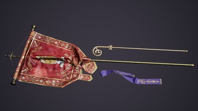 Banner Shawl Crozier Church Regalia  Low-poly 3D model