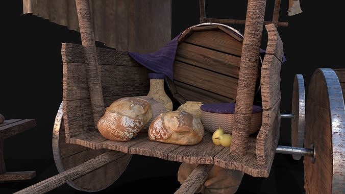 Medieval Stall Low-poly 3D model 6