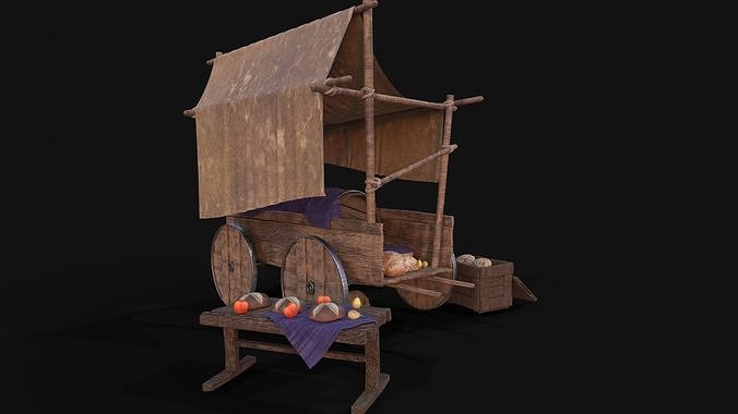 Medieval Stall Low-poly 3D model 4