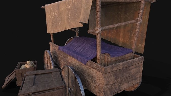 Medieval Stall Low-poly 3D model 7