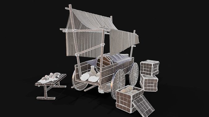 Medieval Stall Low-poly 3D model 5