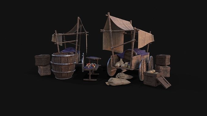 Medieval Stall Low-poly 3D model