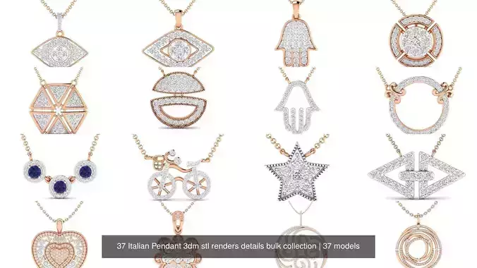 37 Italian Pendant 3dm stl renders details bulk collection 