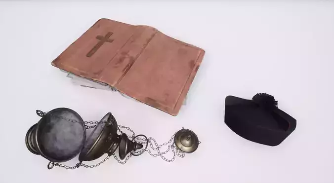 Christian regalia Incense burner Bible Priest hat