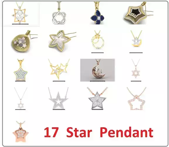 17 star pendant 3dm render detail bulk collection 