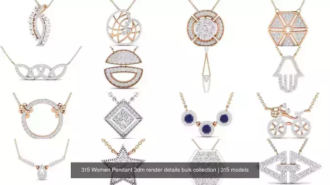 315 Women Pendant 3dm render details bulk collection 